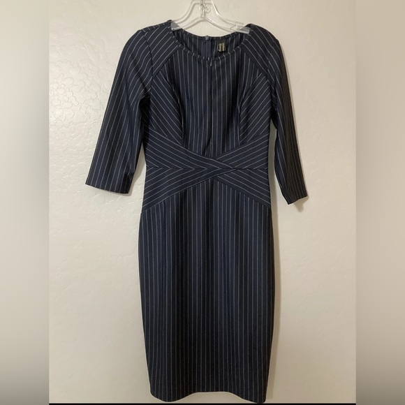 VF SHow Chic Navy Striped Long Sleeve Dress - Picture 1 of 6